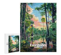 Jigsaws 500 PCS for Teenagerss Everglades National Park Illustration Jigsaw Puzzle Brain Teaser Game Stress Reliever Challenging To Complete 500 PCS