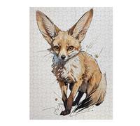 Jigsaws 500 PCS for Teenagerss Fennec Fox Illustration Jigsaw for Adults Brain Teaser Game Analysis And Logic Gifts for Friends And Family 500 PCS