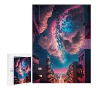 Jigsaws 500 PCS for Teenagerss Galactic Cityscape -3 Jigsaws for Adults Brain Teaser Game Birthday Present Challenging To Complete 500 PCS