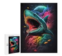 Jigsaws 500 PCS for Teenagerss Galactic Shark Fantasy Jigsaws for Adults Brain Teaser Game Birthday Present Challenging To Complete 500 PCS