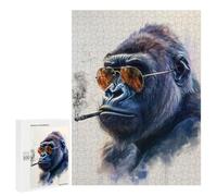 Jigsaws 500 PCS for Teenagerss Gorilla Smoking Puzzles for Adults Hands-on Game Birthday Present Birthday Present, Gifts, 500 PCS