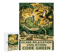 Jigsaws 500 PCS for Teenagerss Island Relaxation Violation Code Green Jigsaw Puzzle Brain Teaser Game Stress Reliever Challenging To Complete 500 PCS
