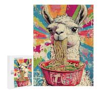 Jigsaws 500 PCS for Teenagerss Llama Eating Ramen Japan Retro Puzzles for Adults Hands-on Game Birthday Present Birthday Present, Gifts, 500 PCS