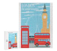 Jigsaws 500 PCS for Teenagerss London England Jigsaws for Adults Brain Teaser Game Birthday Present Challenging To Complete 500 PCS