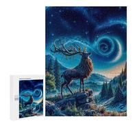 Jigsaws 500 PCS for Teenagerss Mystical Deer Under Starry Sky Puzzles for Adults Hands-on Game Birthday Present Birthday Present, Gifts, 500 PCS