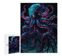 Jigsaws 500 PCS for Teenagerss Neon Octopus Fantasy Creature Illustration Jigsaw Puzzle Brain Teaser Game Stress Reliever Challenging To Complete 500 PCS