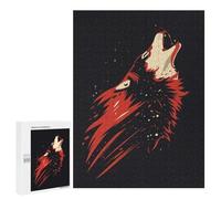 Jigsaws 500 PCS for Teenagerss Red Wolf Howling at Night Puzzles for Adults Hands-on Game Birthday Present Birthday Present, Gifts, 500 PCS