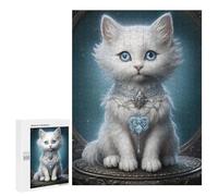 Jigsaws 500 PCS for Teenagerss Regal White Kitten Portrait Jigsaws for Adults Brain Teaser Game Birthday Present Challenging To Complete 500 PCS