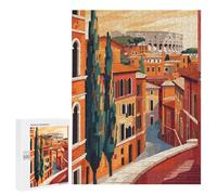 Jigsaws 500 PCS for Teenagerss Rome Italy Minimalist Jigsaw Puzzle Brain Teaser Game Stress Reliever Challenging To Complete 500 PCS