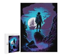 Jigsaws 500 PCS for Teenagerss Silhouette Journey to The Moon Jigsaws for Adults Brain Teaser Game Birthday Present Challenging To Complete 500 PCS