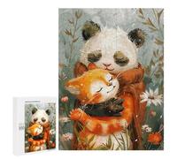 Jigsaws 500 PCS for Teenagerss The Bestfriend Panda Cat Jigsaw Puzzle Brain Teaser Game Stress Reliever Challenging To Complete 500 PCS