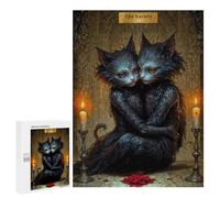 Jigsaws 500 PCS for Teenagerss The Lovers - Cat Tarot Card Jigsaw Puzzle Brain Teaser Game Stress Reliever Challenging To Complete 500 PCS