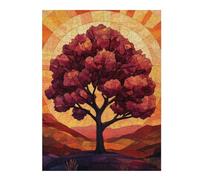 Jigsaws 500 PCS for Teenagerss Tree Silhouette Sunset Stanied Glass Jigsaw for Adults Brain Teaser Game Analysis And Logic Gifts for Friends And Family 500 PCS