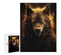 Jigsaws 500 PCS for Teenagerss Unleashed Black Wolf Jigsaw Puzzle Brain Teaser Game Stress Reliever Challenging To Complete 500 PCS