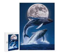 Jigsaws 500 PCS for Teenagerss Whales Breaching Under The Moonlight Puzzles for Adults Hands-on Game Birthday Present Birthday Present, Gifts, 500 PCS