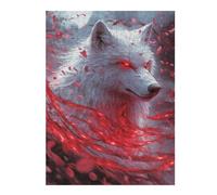 Jigsaws 500 PCS for Teenagerss White Wolf with Red Eyes Jigsaw for Adults Brain Teaser Game Analysis And Logic Gifts for Friends And Family 500 PCS