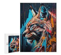 Jigsaws 500 PCS for Teenagerss Wild Cat Graffiti Art Jigsaws for Adults Brain Teaser Game Birthday Present Challenging To Complete 500 PCS