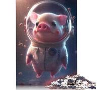 Jigsaws 500 Pieces for Adults And by Astronaut Space Pig Jigsaw Puzzle for Adults Woodenboard Puzzles Adults Puzzles Gifts 500pcs (52x38cm)