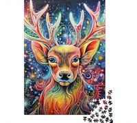 Jigsaws 500 Pieces for Adults Psychedelic Reindeer Puzzle for Adults Cardboard Puzzles Home Art Decor 500pcs (52x38cm)