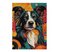 Jigsaws 52x38cm/1000pcs for Adults Border Collie Pop Art Energetic Border Collie in Pop Art Form Adult Jigsaw Family Game Perfect Decoration Unique Birthday And Xmas Gifts 52x38cm/1000pcs
