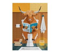 Jigsaws 52x38cm/1000pcs for Adults Highland Cow Reading Puzzles for Adults Hands-on Game Pattern Assembly Christmas Birthday Gifts 52x38cm/1000pcs