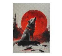 Jigsaws 52x38cm/1000pcs for Adults Wolf Howling at Red Moon Jigsaws for Adults Brain Teaser Game But Fun And Humorous Fun Activities at Home 52x38cm/1000pcs
