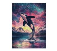 Jigsaws 52x38cm/1000pcs for Teenagerss Orca Leaping Into The Stars Jigsaw for Adults Hands-on Game Difficult Challenge Birthday Present, Gifts, 52x38cm/1000pcs