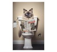 Jigsaws 75x50cm/1000pcs for Adults Ragdoll Cat on The Toilet Jigsaws for Adults Brain Teaser Game But Fun And Humorous Fun Activities at Home 75x50cm/1000pcs