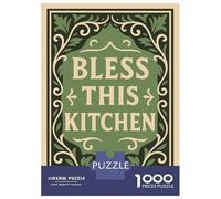 Jigsaws for Adults 1000 Pieces Bless This Kitchen Sign Adult Jigsaw Puzzle Family Games Wall Art Deal As Gifts for The Whole Family 38x26cm/1000pcs