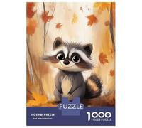 Jigsaws for Adults 1000 Pieces Cozy Raccoon in Autumn Adult Jigsaw Puzzle Fun Games Analysis And Logic Deal As Gifts for The Whole Family 52x38cm/1000pcs