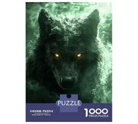 Jigsaws for Adults 1000 Pieces Mystical Wolf in Green Smoke Adult Jigsaw Puzzle Fun Games Analysis And Logic Deal As Gifts for The Whole Family 70x50cm/1000pcs