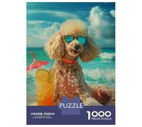 Jigsaws for Adults 1000 Pieces Poodle Cocktail Beach Sun Adult Jigsaw Puzzle Fun Games Analysis And Logic Deal As Gifts for The Whole Family 52x38cm/1000pcs