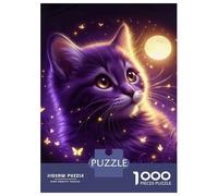 Jigsaws for Adults 1000 Pieces Purple Cat with Butterflies Adult Jigsaw Puzzle Fun Games Analysis And Logic Deal As Gifts for The Whole Family 70x50cm/1000pcs