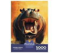 Jigsaws for Adults 1000 Pieces Raging Hippo in Water Adult Jigsaw Puzzle Fun Games Analysis And Logic Deal As Gifts for The Whole Family 70x50cm/1000pcs