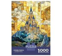 Jigsaws for Adults 1000 Pieces Stained Glass Castle Adult Jigsaw Puzzle Fun Games Analysis And Logic Deal As Gifts for The Whole Family 52x38cm/1000pcs