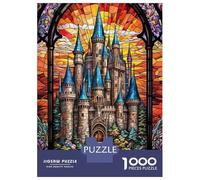 Jigsaws for Adults 1000 Pieces Stained Glass Castle Adult Jigsaw Puzzle Fun Games Analysis And Logic Deal As Gifts for The Whole Family 38x26cm/1000pcs