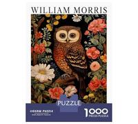 Jigsaws for Adults 1000 Pieces William Morris Owl Floral Exhibition Adult Jigsaw Puzzle Fun Games Analysis And Logic Deal As Gifts for The Whole Family 52x38cm/1000pcs