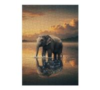 Jigsaws for Adults 38x26cm/1000pcs Elephant in Water with Constellation Reflection Teenagers Puzzles Relaxing Games Wall Decoration Deal As Gifts for The Whole Family 38x26cm/1000pcs