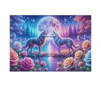 Jigsaws for Adults 38x26cm/1000pcs Moonlit Wolf Encounter Jigsaw Puzzle Family Games Difficult Hard Deal As Gifts for The Whole Family 38x26cm/1000pcs