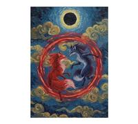 Jigsaws for Adults 38x26cm/1000pcs Red And Blue Foxes Under Eclipse Teenagers Puzzles Relaxing Games Wall Decoration Deal As Gifts for The Whole Family 38x26cm/1000pcs