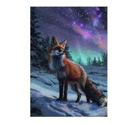 Jigsaws for Adults 38x26cm/1000pcs Red Fox Northern Lights Teenagers Puzzles Brain Teaser Game Difficult Challenge Help The Brain Exercise 38x26cm/1000pcs