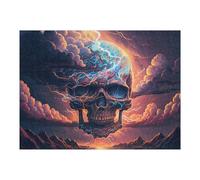 Jigsaws for Adults 52x38cm/1000pcs Apocalyptic Skull with Lightning Jigsaw Puzzle Family Games Difficult Hard Deal As Gifts for The Whole Family 52x38cm/1000pcs