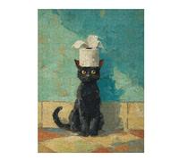 Jigsaws for Adults 52x38cm/1000pcs Black Cat with Toilet Paper Hat-5 Jigsaw Puzzle Family Games Difficult Hard Deal As Gifts for The Whole Family 52x38cm/1000pcs