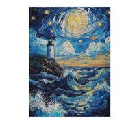 Jigsaws for Adults 52x38cm/1000pcs Lighthouse Under Starry Sky Teenagers Puzzles Relaxing Games Wall Decoration Deal As Gifts for The Whole Family 52x38cm/1000pcs