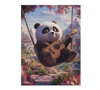 Jigsaws for Adults 52x38cm/1000pcs Panda Playing Guitar Teenagers Puzzles Relaxing Games Wall Decoration Deal As Gifts for The Whole Family 52x38cm/1000pcs