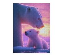 Jigsaws for Adults 52x38cm/1000pcs Polar Bear Family Sunset Teenagers Puzzles Brain Teaser Game Difficult Challenge Help The Brain Exercise 52x38cm/1000pcs