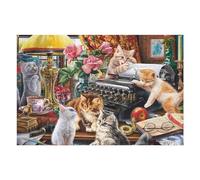 Jigsaws for Adults 75x50cm/1000pcs Cats in Vintage Study Room Jigsaw Puzzle Family Games Difficult Hard Deal As Gifts for The Whole Family 75x50cm/1000pcs