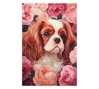 Jigsaws for Adults 75x50cm/1000pcs Cavalier King Charles Spaniel in Roses Teenagers Puzzles Relaxing Games Wall Decoration Deal As Gifts for The Whole Family 75x50cm/1000pcs