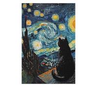Jigsaws for Adults 75x50cm/1000pcs Starry Cat Teenagers Puzzles Brain Teaser Game Difficult Challenge Help The Brain Exercise 75x50cm/1000pcs
