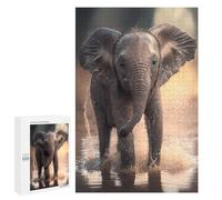 Jigsaws for Adults1000 PCS Baby Elephant in Water Jigsaw for Adults Toy Wall Decor Presents for Women Help The Brain Exercise 1000 PCS